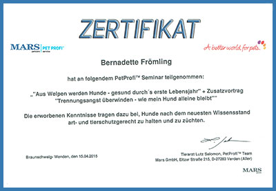 Zertifkat vom 15.04.2015 Zertifikat